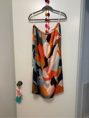 DR2 Multicolor Abstract A-Line Skirt - Orange, Blue, Brown, Pink